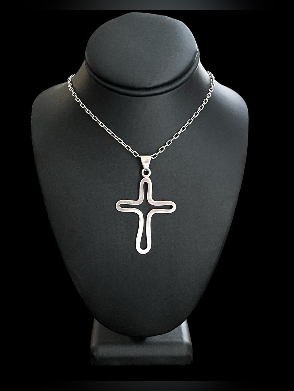Vintage Large Taxco Mexico 925 Sterling Silver Openwork Cross Pendant - Picture 4 of 12